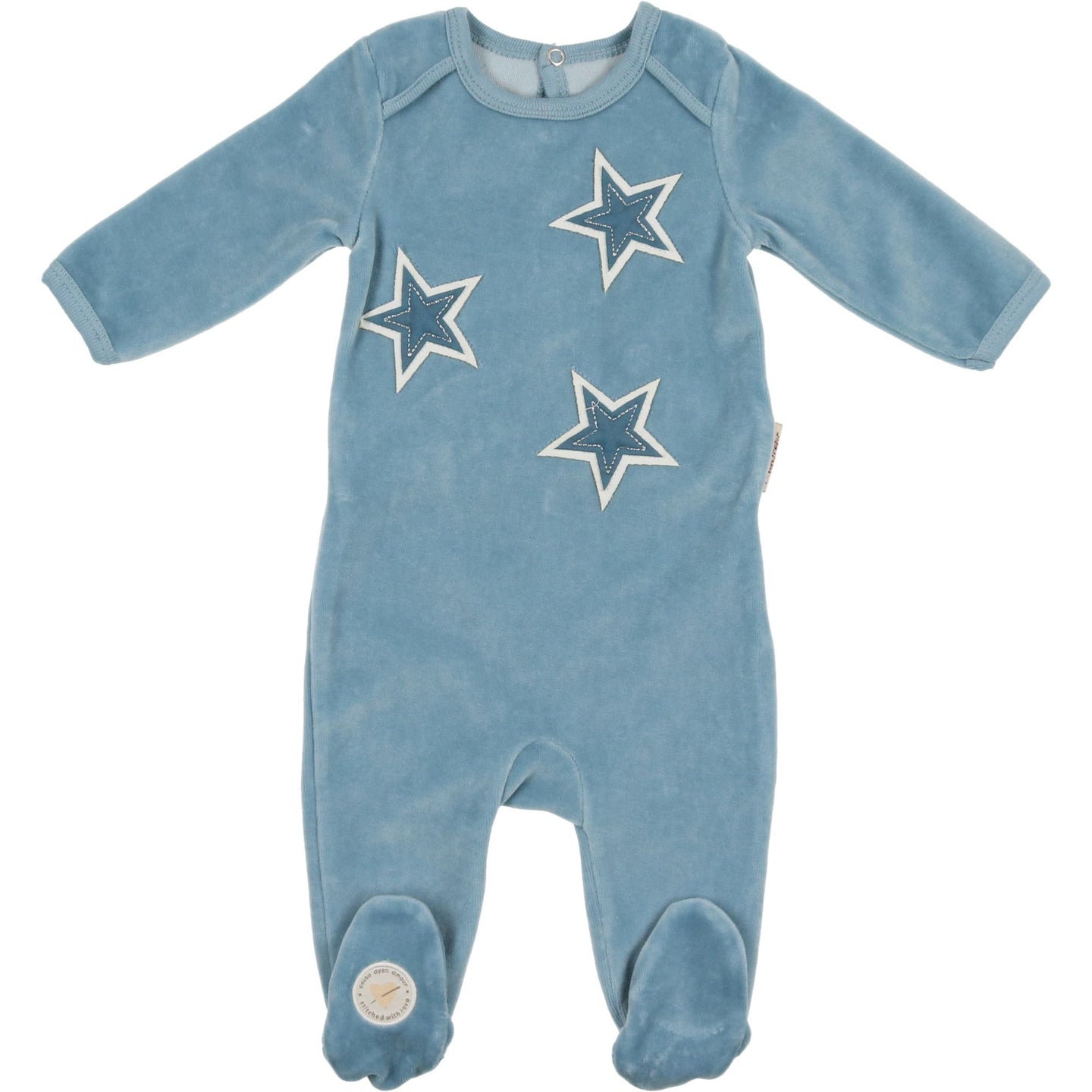 Dusty Blue Star Patch Footie