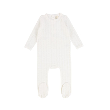 White Heart Pointelle Print Footie