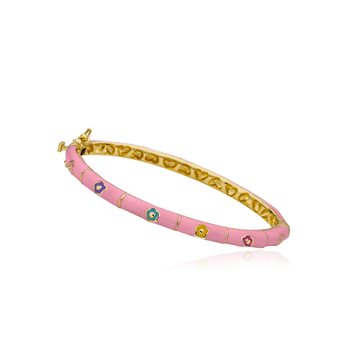 Pink Enamel Multi Color Flower Bangle