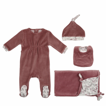 Mauve Floral Knot Layette Set