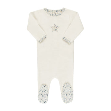 Ivory Velour Star Footie