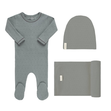 Blue Pindot Layette Set