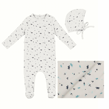 White/Blue Floral Layette Set