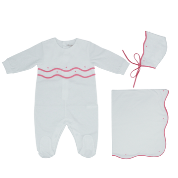 Hot Pink Scalloped Layette Set