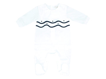 Navy Scalloped Trim Footie