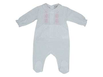 Pink Embroidered Footie