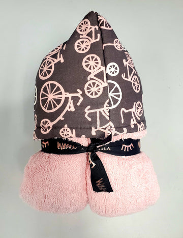 Pink Bike Star Hooded Towel