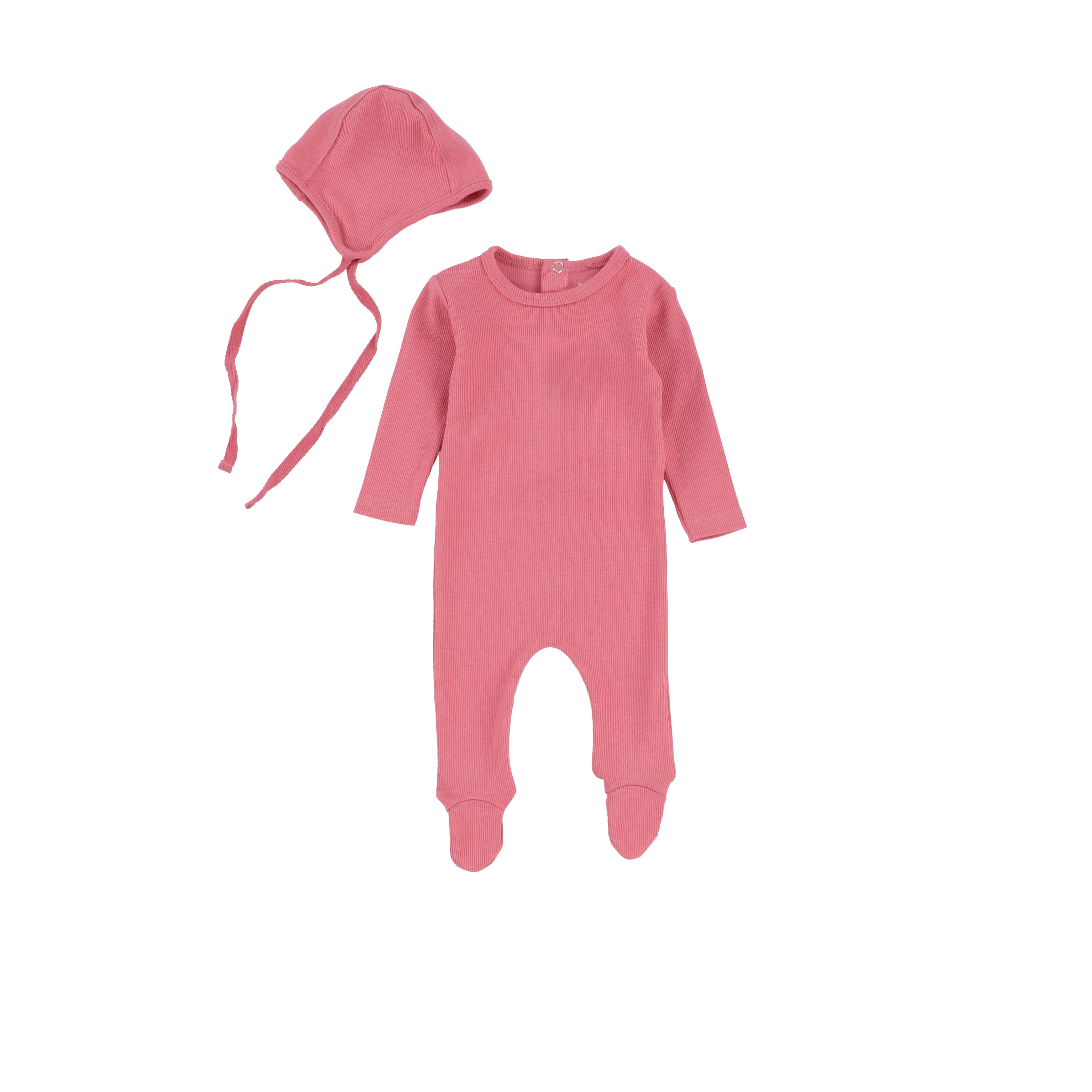 Berry Pink Ribbed Layette Set