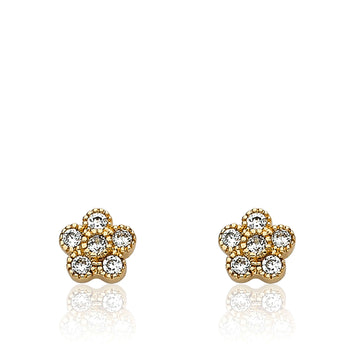 Gold Diamond Flower Earring