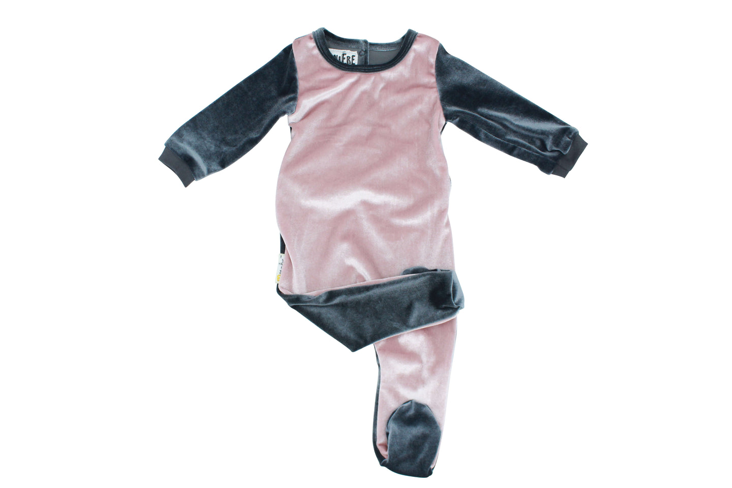 Mauve Color Block Velvet Footie