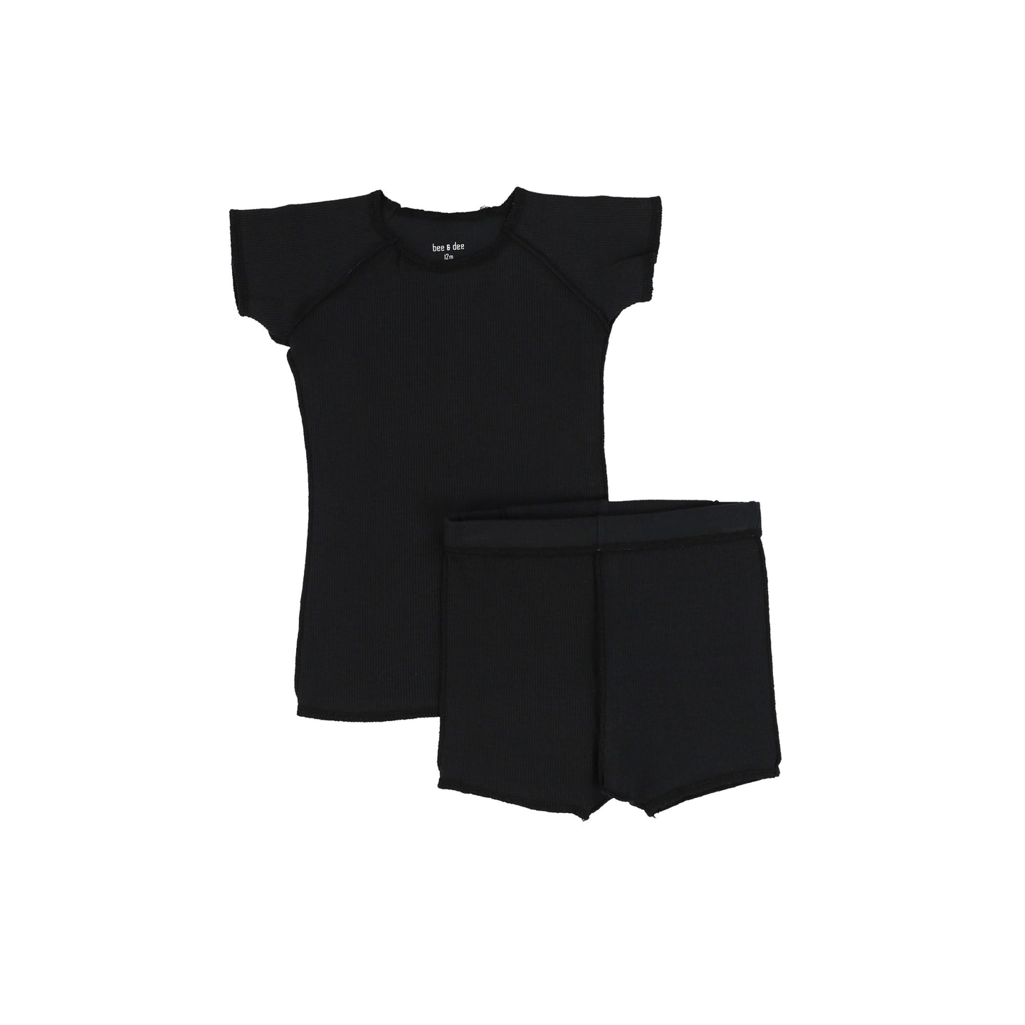 Black Ribbed 2 Piece Short Set