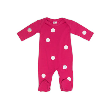 Fushia Polka Dot Footie