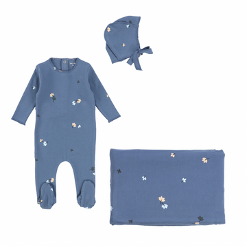 Storm Blue Clover Layette Set