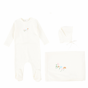 White Floral Design Layette Set