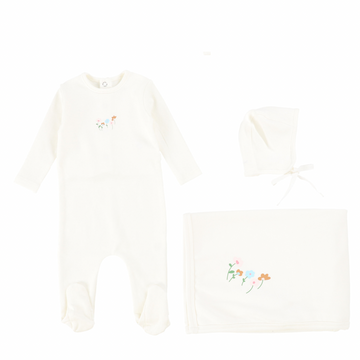 White Floral Design Layette Set