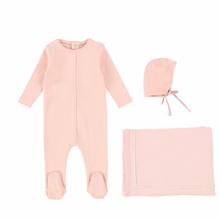 Pink Piped Contrast Layette Set
