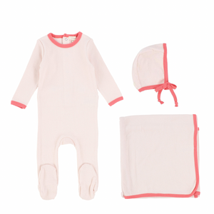 Pink Contrast Edge Layette Set