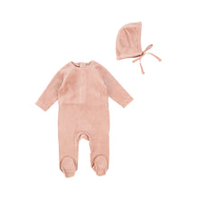 Pink Sand Velour Footie and Bonnet