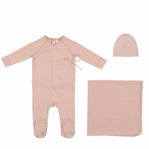 Pale Pink Brushed Cotton Wrapover Layette Set