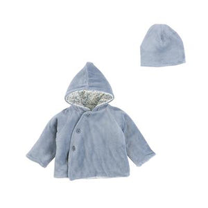 Blue Velour Reversible Jacket and Beanie