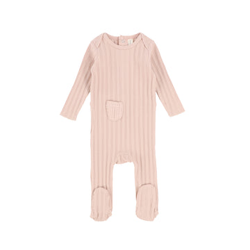 Pink Ribbed Muslin Footie