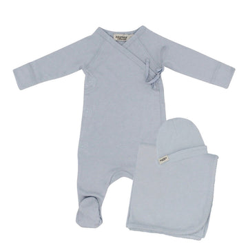 Pale Blue Tie Footie Layette Set