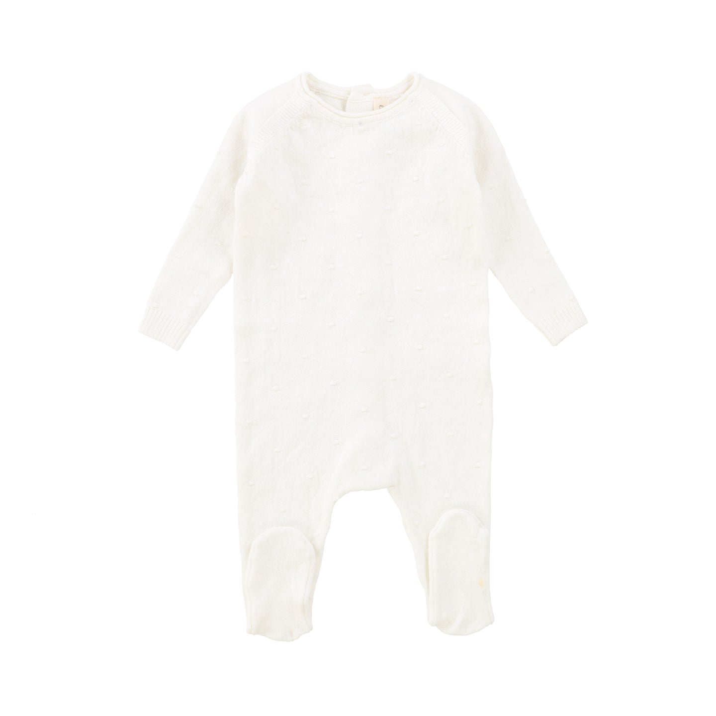 White Boy Swiss Dot Knit Footie