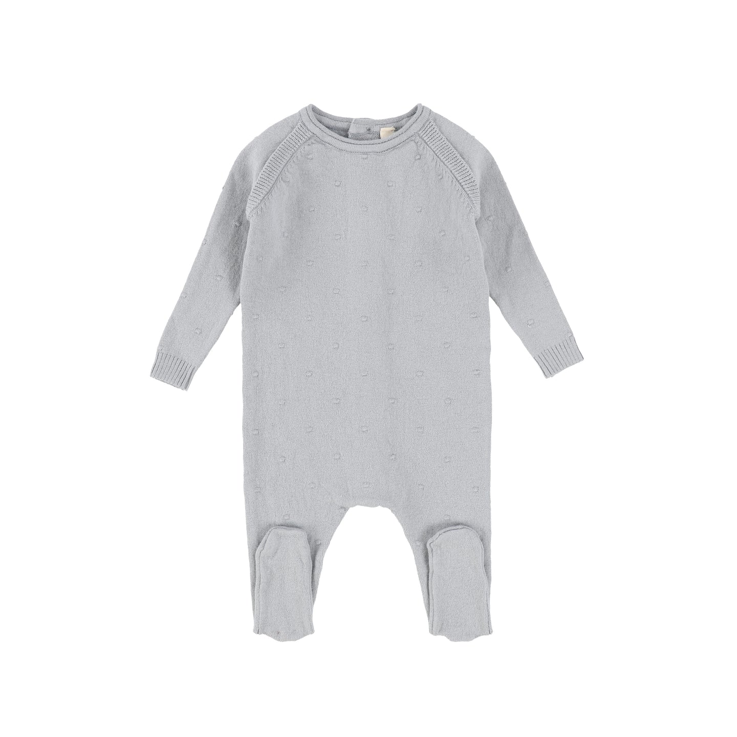 Blue Swiss Dot Knit Footie