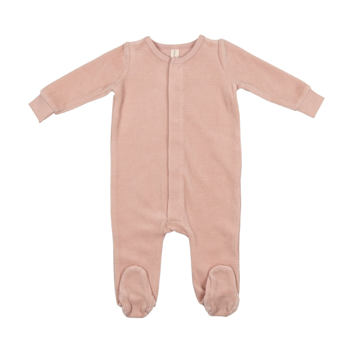 Light Blush Velour Ribbed Logo Footie