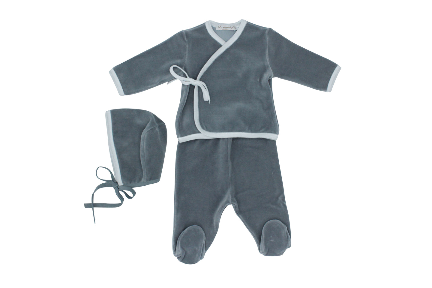 Grey Wrap Trim Set and Bonnet