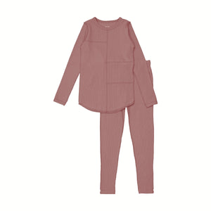 Quartz Pink Ribbed Open Stitch Pajamas