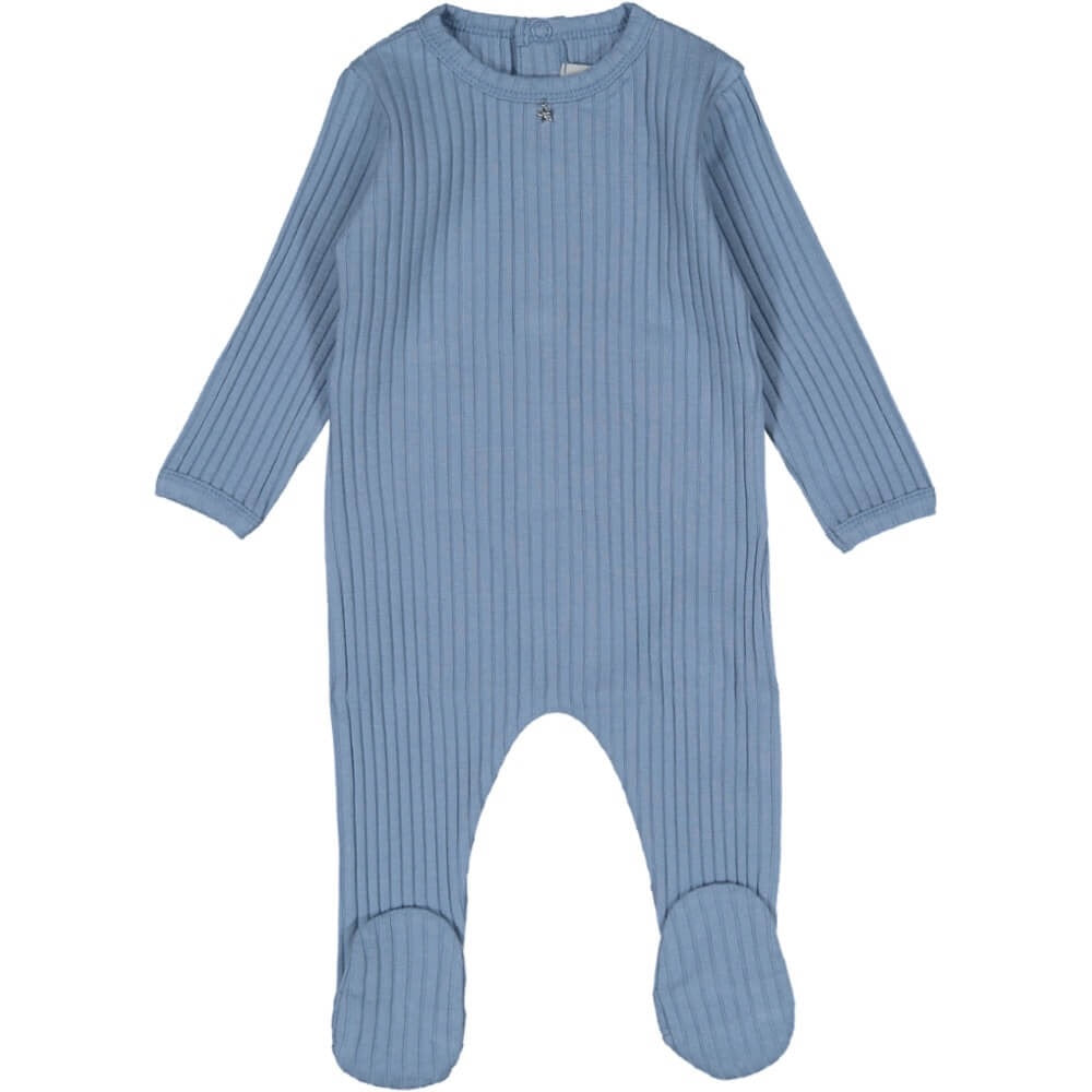 Blue Ribbed Layette Set