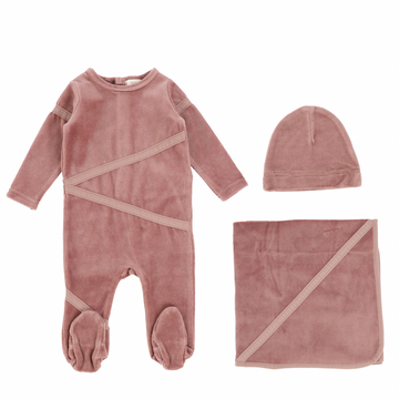 Blush Velour Tape Layette Set