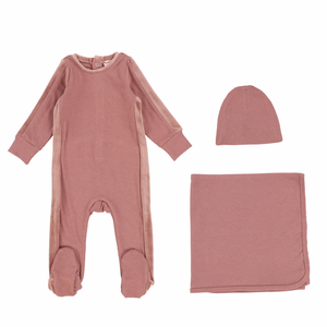 Mauve Velour Accent Layette Set