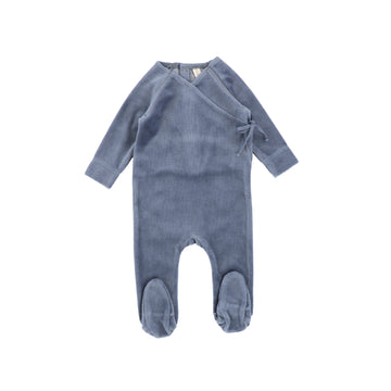 Blue Velour Wrap Footie