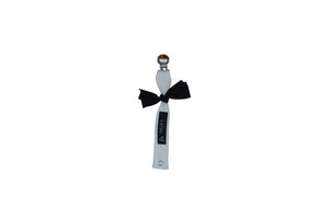 White and Black Bow Pacifier Clip