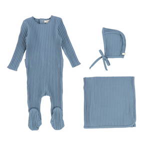 Very Blue Wide Ribbed Layette Set
