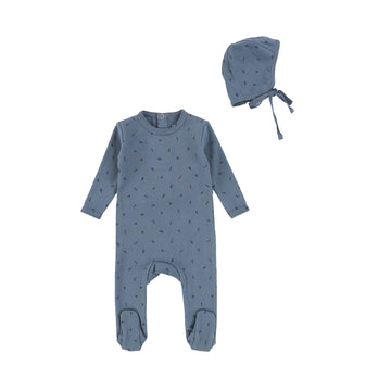 Blue Print Footie and Bonnet