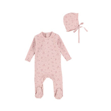 Pink Clay Print Footie and Bonnet