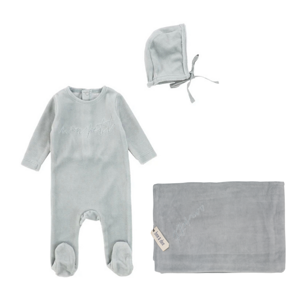 Grey Sage Velour Signature Layette Set