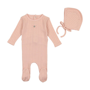 Nude Pink Pointelle Button Layette Set