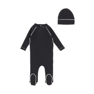 Black Contrast Footie and Beanie