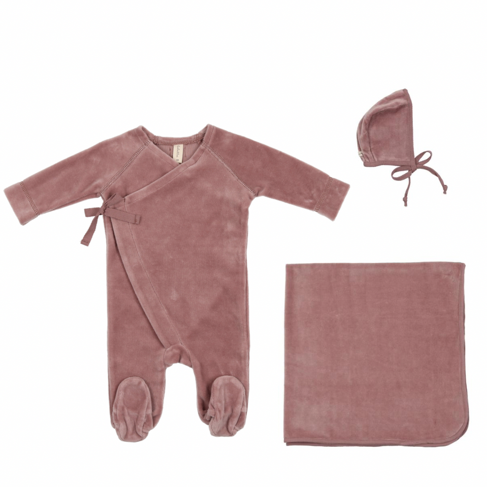 Blush Velour Wrap Layette Set