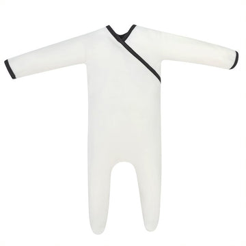 White Black Trim Velour Footie