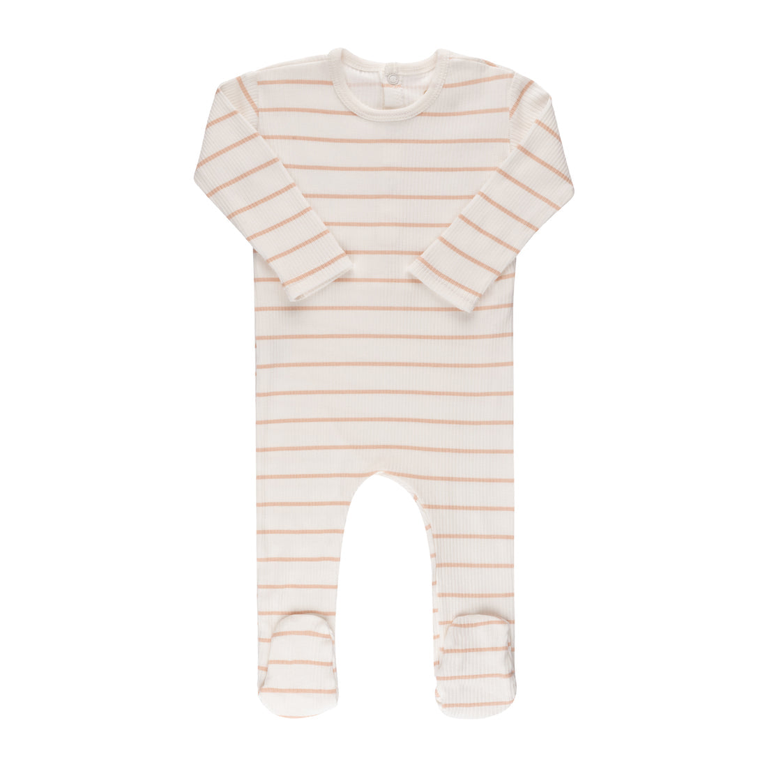 Ivory Pink Striped Footie