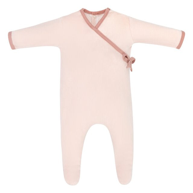 Pink Trim Velour Footie
