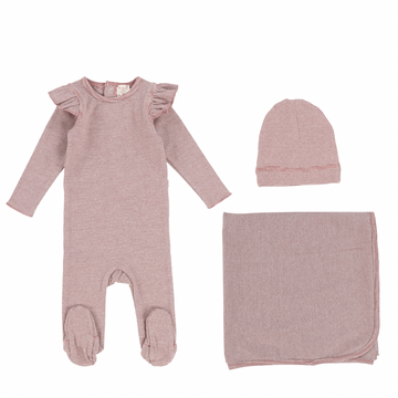 Mauve & White Ruffle Layette Set