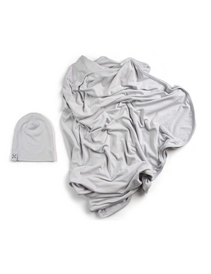 Silver Beanie and Blanket Set