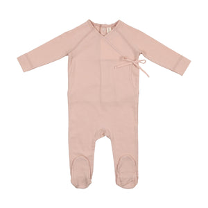 Pale Pink Brushed Cotton Wrapover Footie