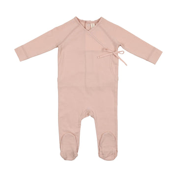 Pale Pink Brushed Cotton Wrapover Footie